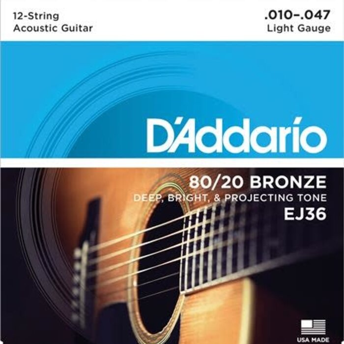 D'Addario D'Addario EJ36 12-String 80/20 Bronze Light Acoustic Guitar Strings