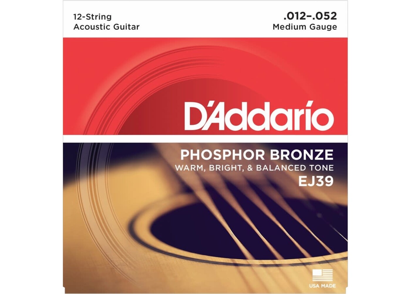 D'Addario D'Addario EJ39 12-52 12-String Phosphor Bronze Medium Acoustic Guitar Strings