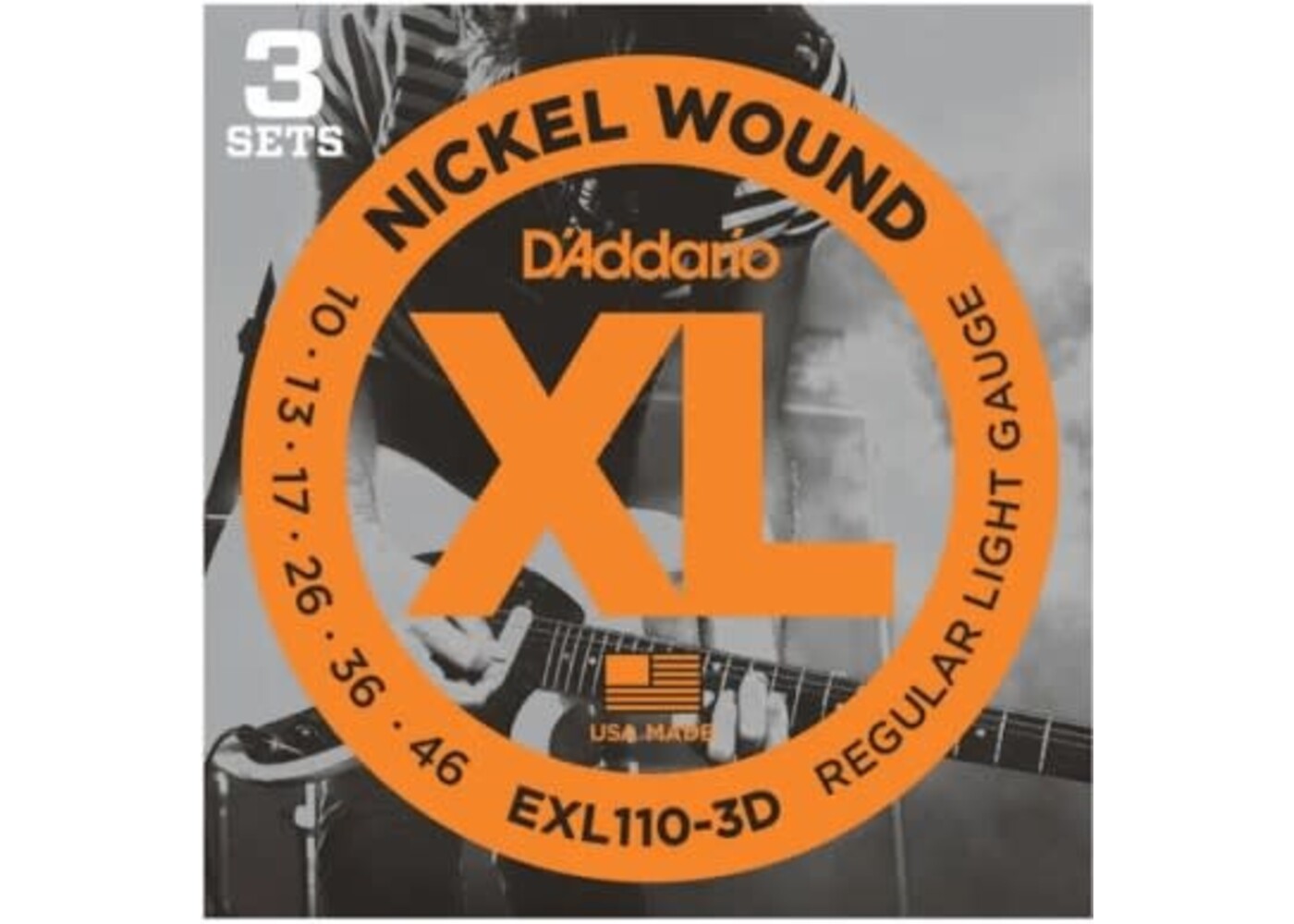 D'Addario D'Addario EXL110-3D Nickel Wound Electric Guitar Strings Regular Light 10-46 3 Set