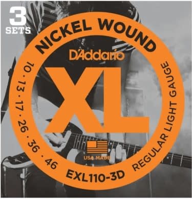 D'Addario D'Addario EXL110-3D Nickel Wound Electric Guitar Strings Regular Light 10-46 3 Set