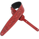 Levy's Levy's Leather Tooled Leather Guitar Strap Cranberry