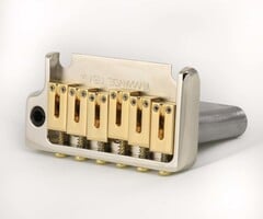 MannMade USA MannMade USA 2-Post Tremolo Bridge - Nickel Hybrid - Left Hand - fits 2 post Strat style guitars