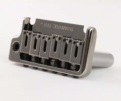 MannMade USA MannMade USA 2-Post Tremolo Bridge - Black Nickel - Left Hand - fits 2 post Strat style guitars
