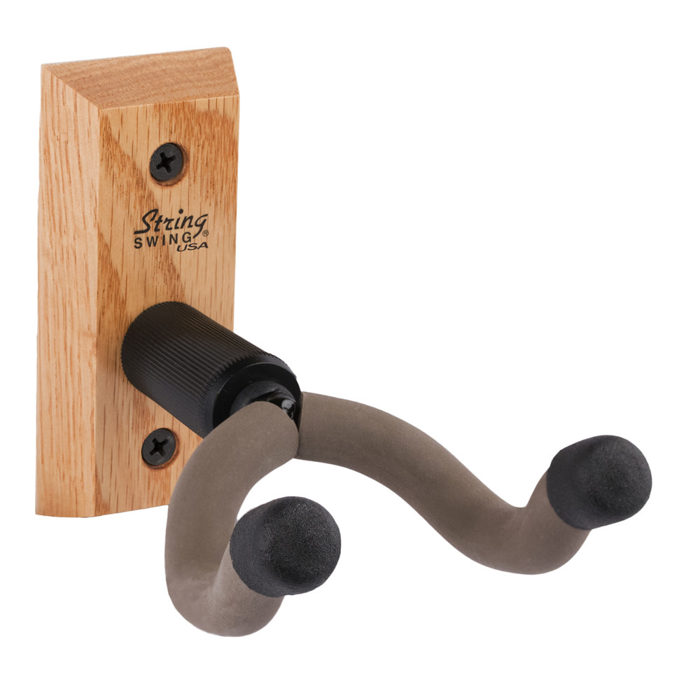 String Swing USA String Swing CC01K Guitar Hanger Wall Mount for Acoustic and Electric Guitars, Oak