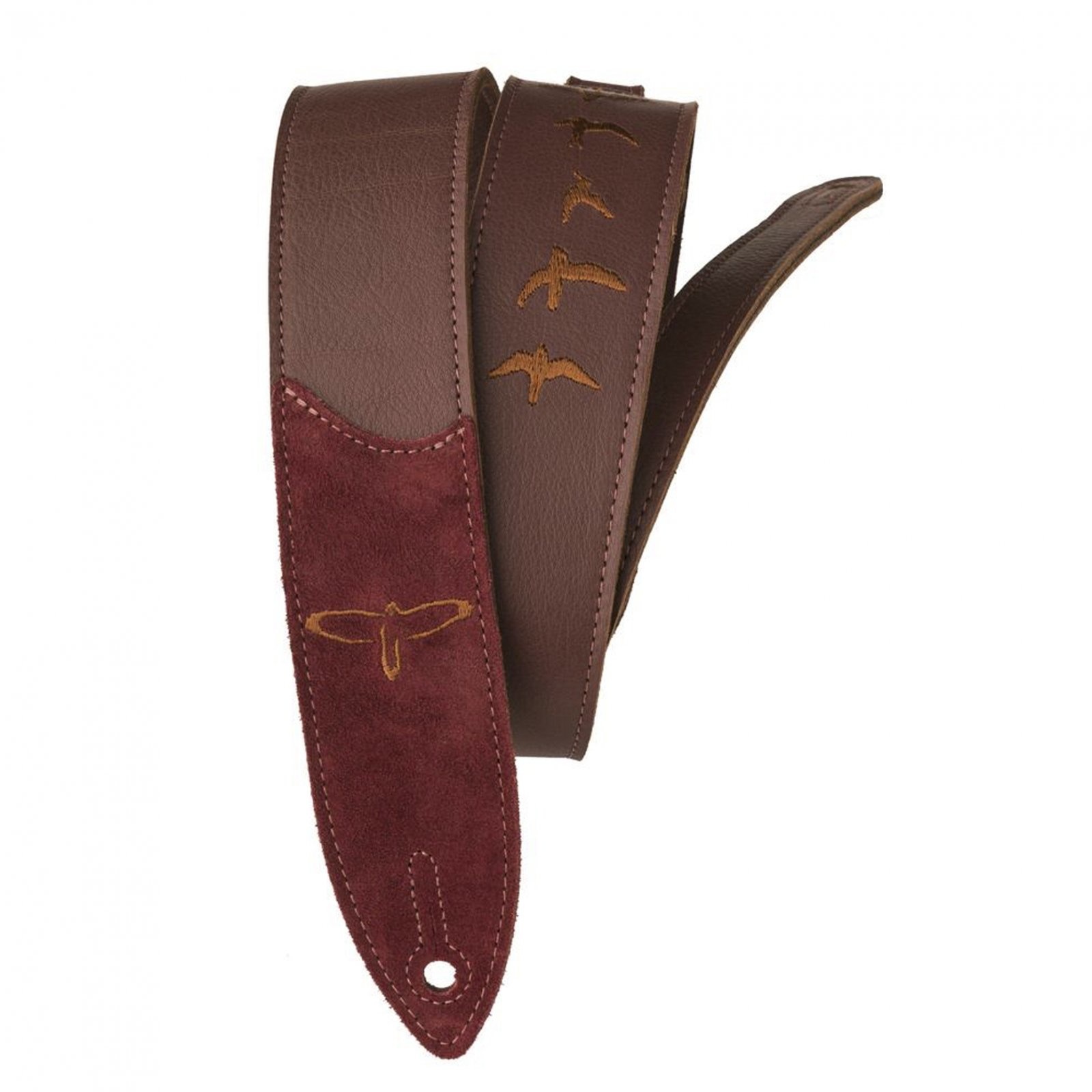 PRS Guitars PRS Premium Leather Strap, Birds Embroidery, Burgundy