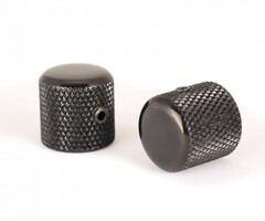 MannMade USA MannMade USA Medium Knurled Dome Top Knob - Black Chrome - Set of 2