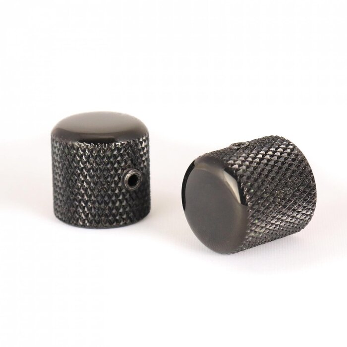 MannMade USA MannMade USA Medium Knurled Dome Top Knob - Black Chrome - Set of 2
