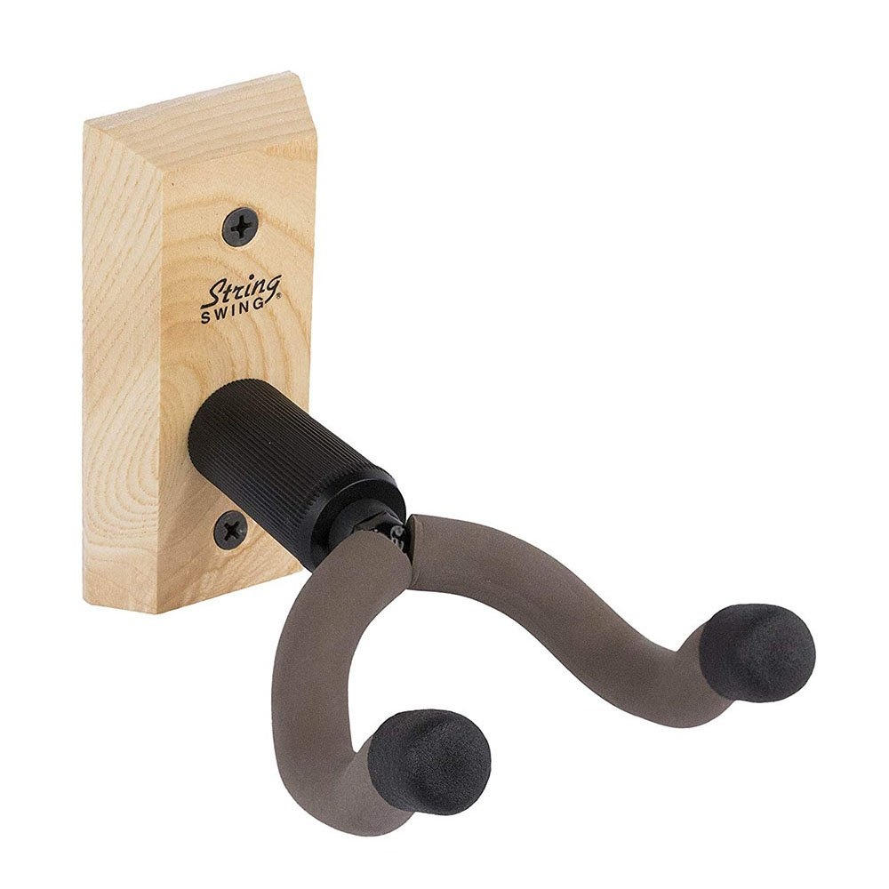 String Swing USA String Swing CC01K Guitar Hanger Wall Mount for Acoustic and Electric Guitars Ash