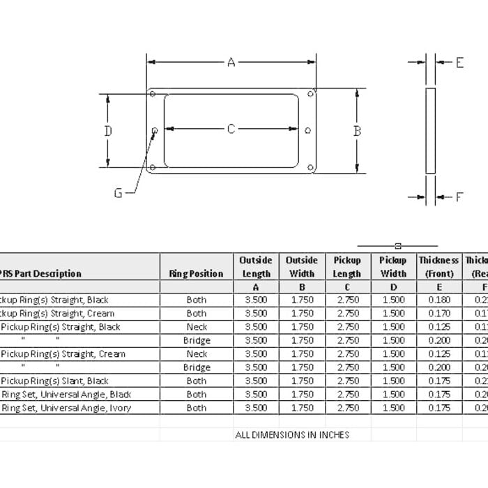 PRS Guitars PRS Current Core/S2 Humbucker Pickup Rings (2), Universal Angle, Ivory (Trem Equipped)