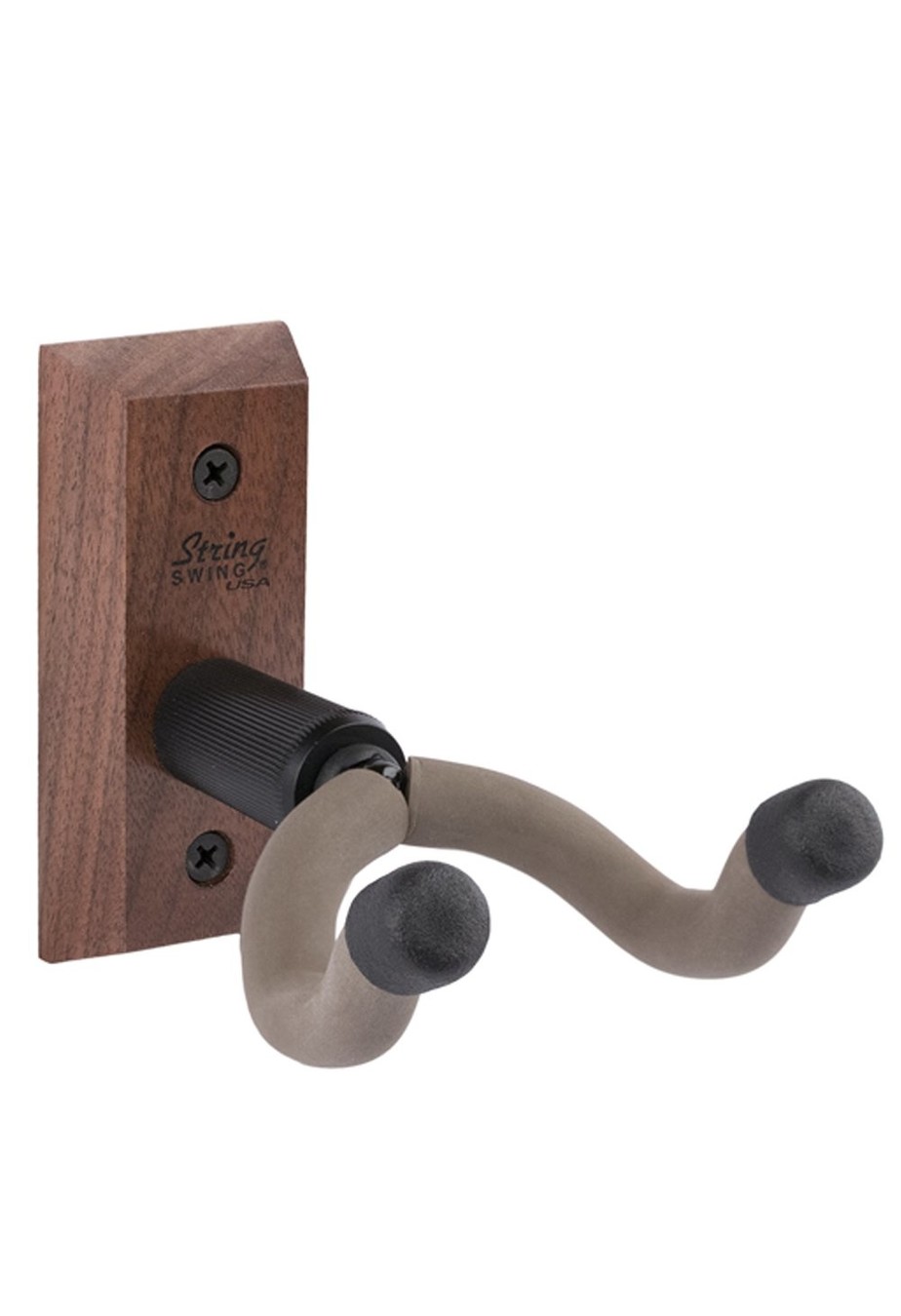 String Swing USA String Swing CC01K Guitar Hanger Wall Mount for Acoustic and Electric Guitars Black Walnut