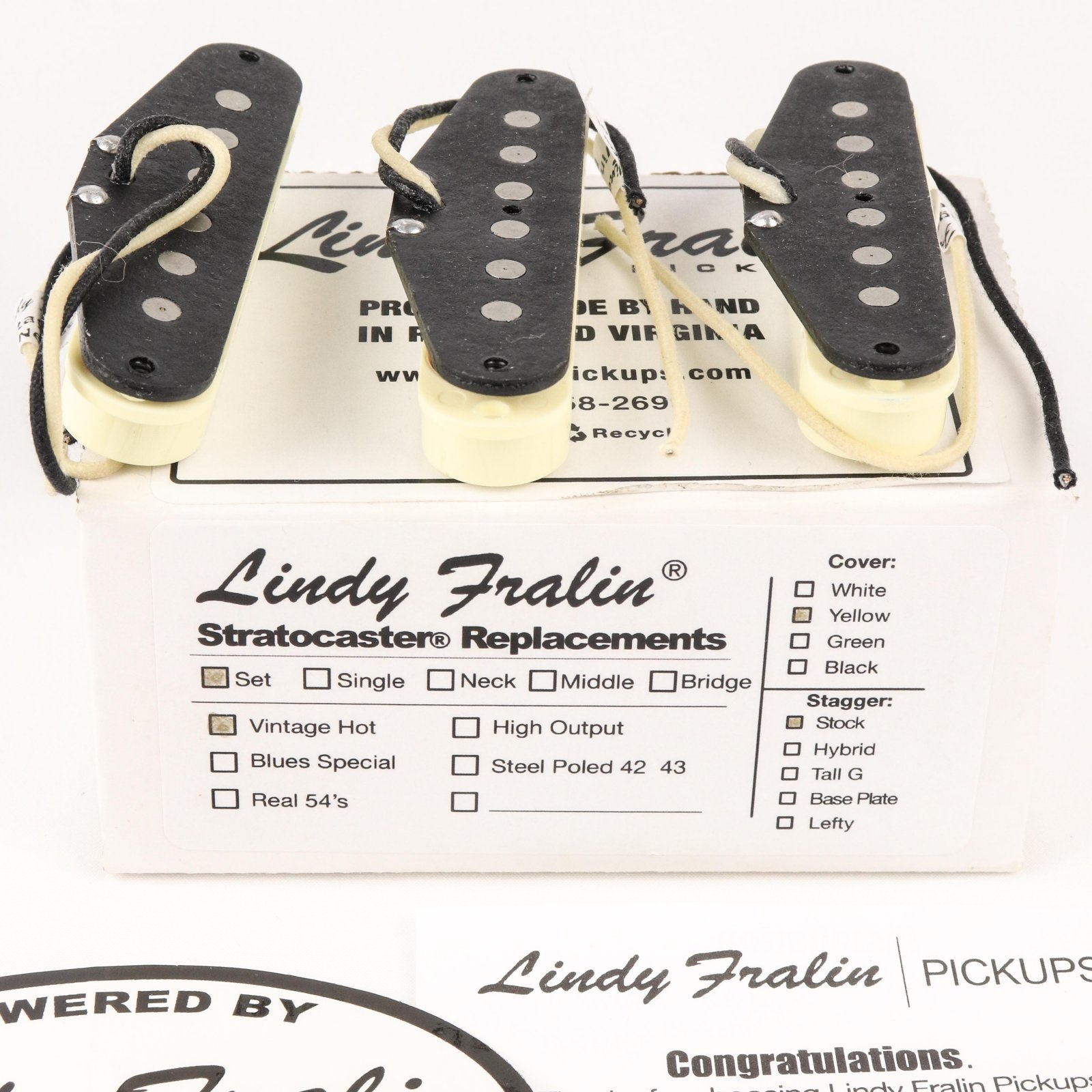 Lindy Fralin Lindy Fralin Vintage Hot Strat Set - Yellow Covers