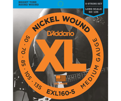 D'Addario D'Addario Nickel Wound Bright Tone Round Wound 5 String 50/135 Med. Gauge