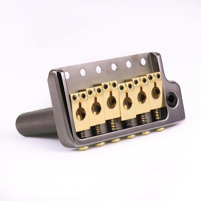 MannMade USA MannMade USA Tremolo Bridge - Black Nickel Hybrid/Polished Saddles - fits PRS style guitars