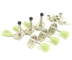 MannMade USA MannMade USA Vintage Style Locking Tuner Set - Nickel, Green Button