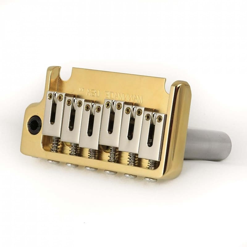 MannMade USA MannMade USA 2-Post Tremolo Bridge - Gold Hybrid - Left Hand - fits 2 post Strat style guitars