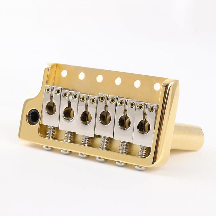 MannMade USA MannMade USA Tremolo Bridge - Gold Hybrid/Polished Saddles - Left Hand - fits PRS style guitars