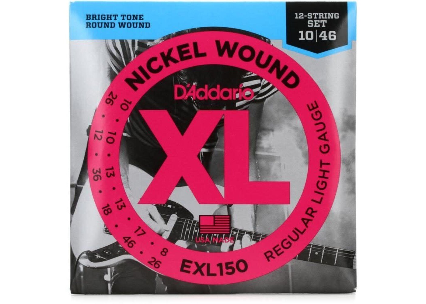 D'Addario D'Addario EXL150 XL Nickel Wound Electric Guitar Strings - .010-.046 Regular Light 12-string