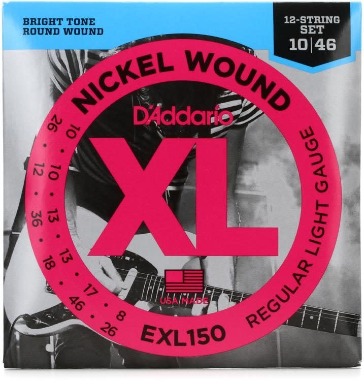 D'Addario D'Addario EXL150 XL Nickel Wound Electric Guitar Strings - .010-.046 Regular Light 12-string