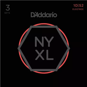D'Addario D'Addario NYXL1052-3P Nickel Wound Electric Guitar Strings, Light Top / Heavy Bottom, 10-52, 3 Pack