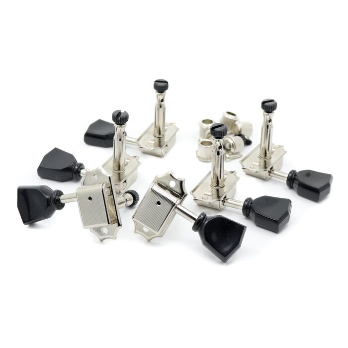 MannMade USA MannMade USA Vintage Style Locking Tuner Set - Nickel, Black Button