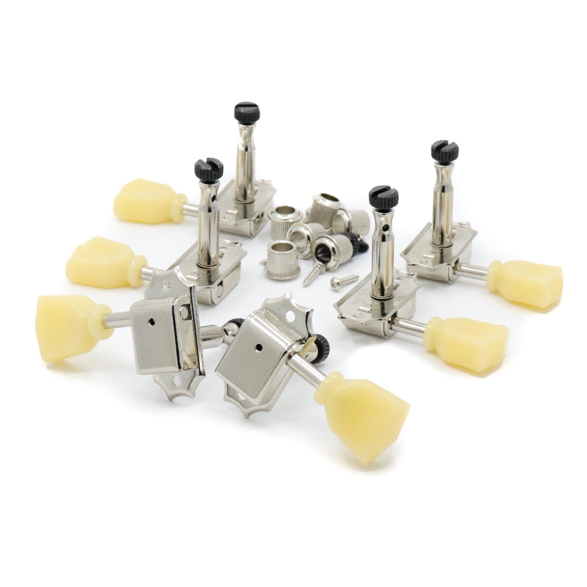 MannMade USA MannMade USA Vintage Style Locking Tuner Set - Nickel, Cream Button