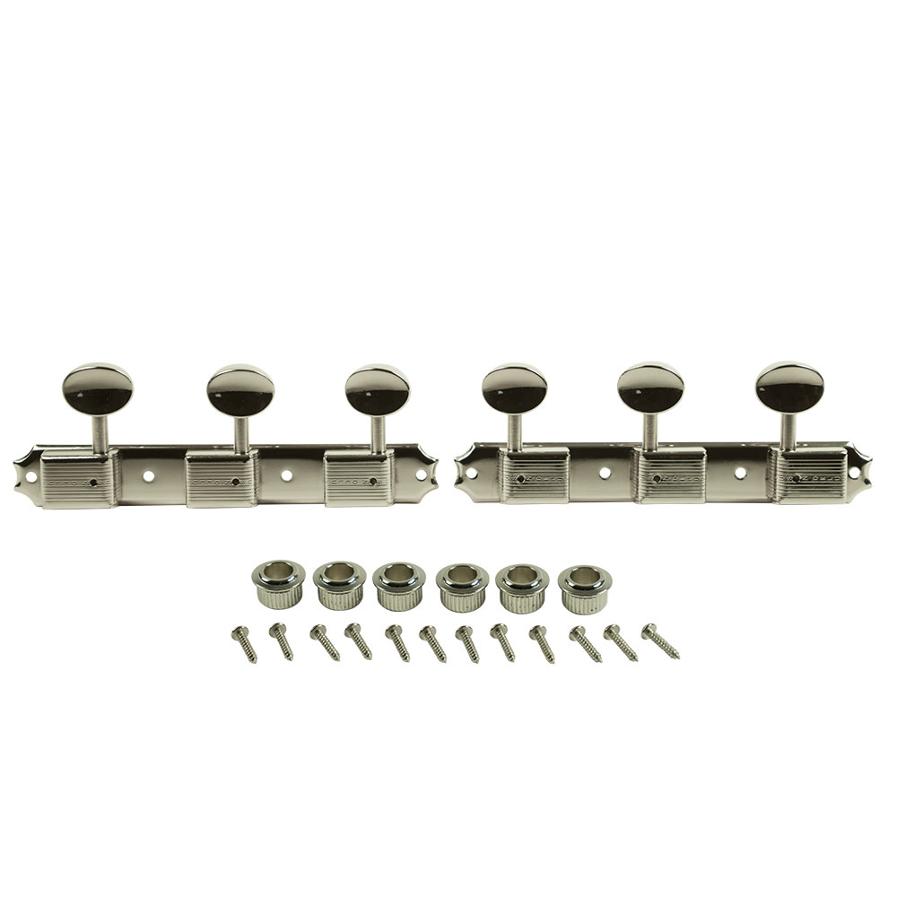 Kluson Kluson 3 on a Plate Tuning Machines w/Oval Metal Buttons, Nickel