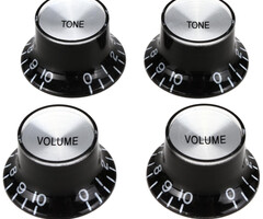 Gibson Top Hat Knobs, Black w/Metal Inserts