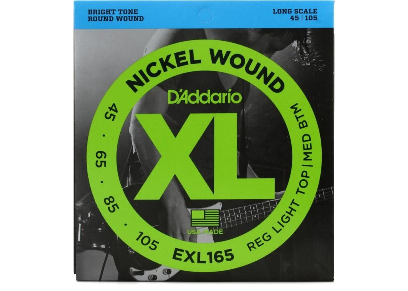 D'Addario D'Addario EXL165 Nickel Wound Bass Guitar Strings - .045-.105 Regular Light Top/Medium Bottom Long Scale