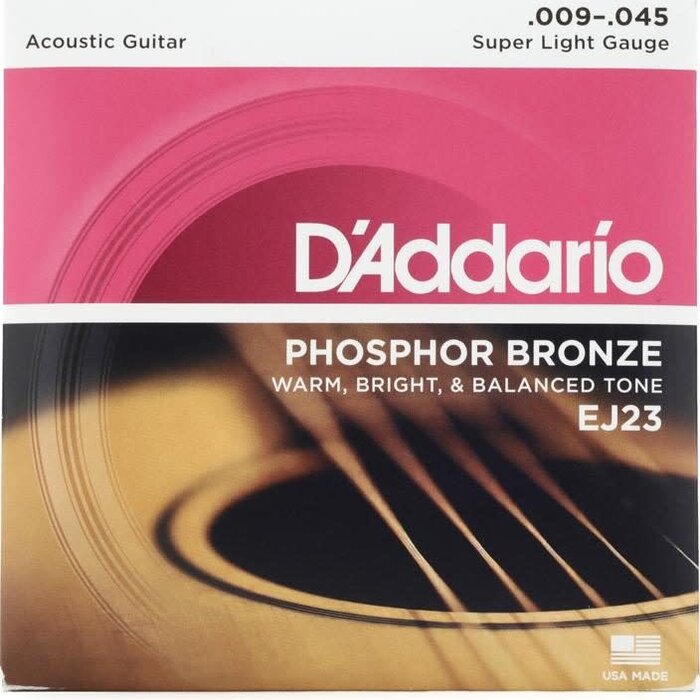 D'Addario D'Addario EJ23 Phosphor Bronze Acoustic Guitar Strings - .009-.045 Super Light