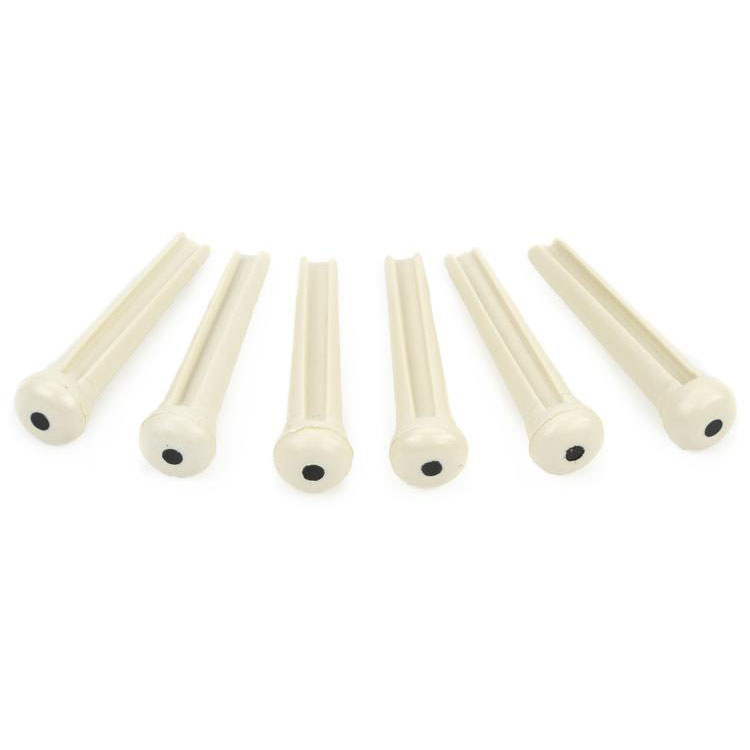 Tusq Acoustic Bridge pins, White w/Black Dot (Set of 6)