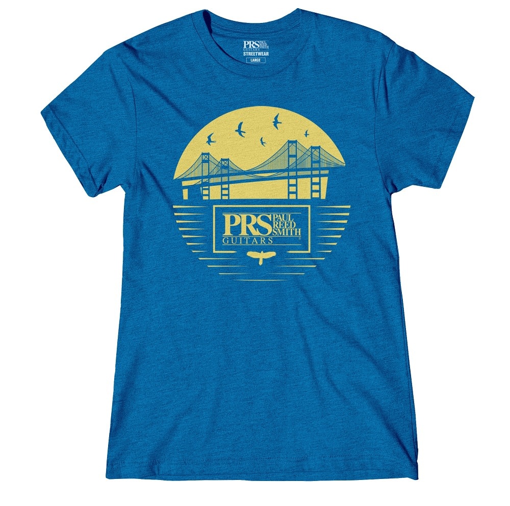 PRS Guitars PRS Women's Bay Bridge Tee, Yellow/Blue, Large