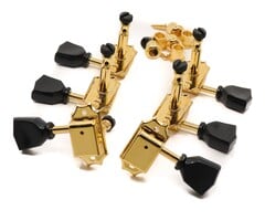 MannMade USA MannMade USA Vintage Style Locking Tuner Set - Gold,  Black Button