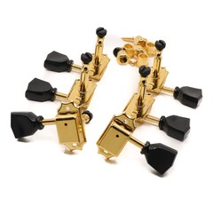 MannMade USA MannMade USA Vintage Style Locking Tuner Set - Gold w/Black Buttons