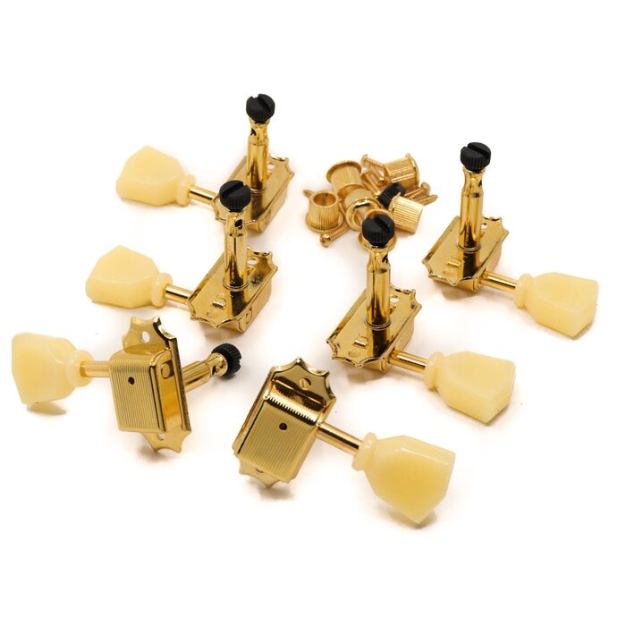 MannMade USA MannMade USA Vintage Style Locking Tuner Set - Gold, Cream Button