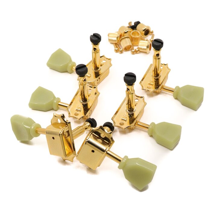 MannMade USA MannMade USA Vintage Style Locking Tuner Set - Gold, Green Button