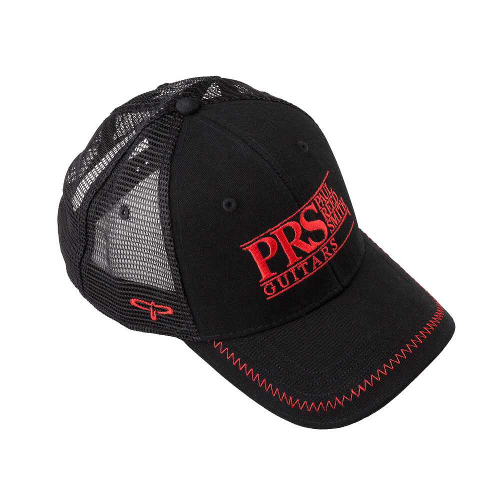 PRS Guitars PRS Hat, Trucker, PRS Block Logo Red, Black - John