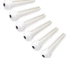 Allparts White Bridge Pins, White w/Black Dot (Set of 6)