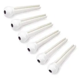 Allparts White Bridge Pins, White w/Black Dot (Set of 6)