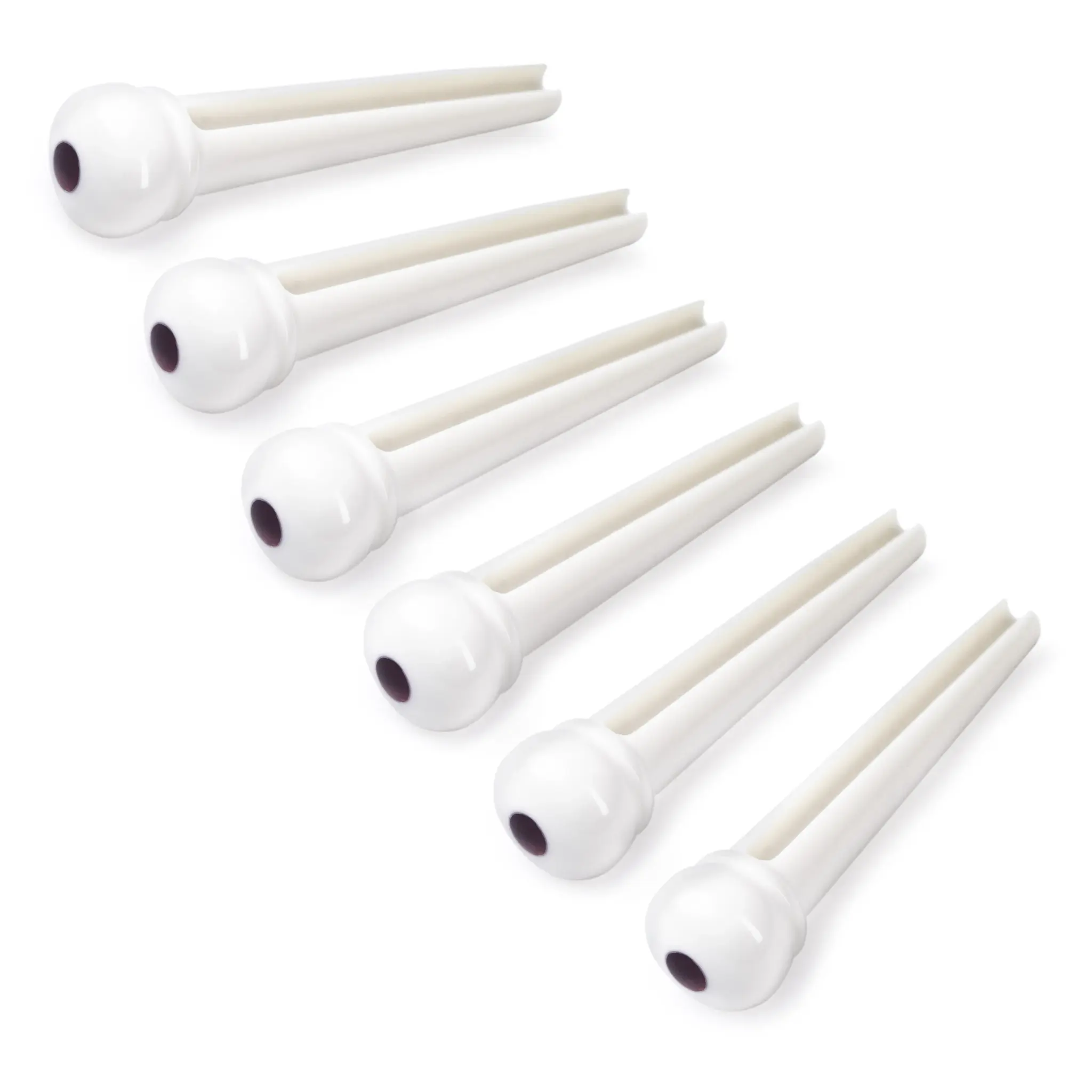 White Bridge Pins, White w/Black Dot (Set of 6) - John