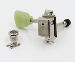 MannMade USA MannMade USA Vintage Style Locking Tuner - Treble side - Nickel,  Green Button
