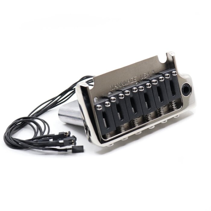 MannMade USA MannMade USA 2-Post Tremolo Bridge - Piezo - Nickel - fits 2 post Strat style guitars
