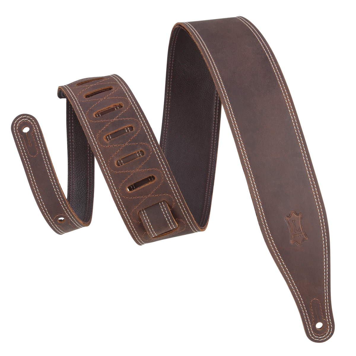 Levy's Levy's 2.5" Wide Garment Leather Guitar Strap - Dark Brown