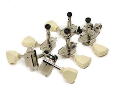 MannMade USA MannMade USA Vintage Style Locking Tuner Set - Nickel, Ivory Button