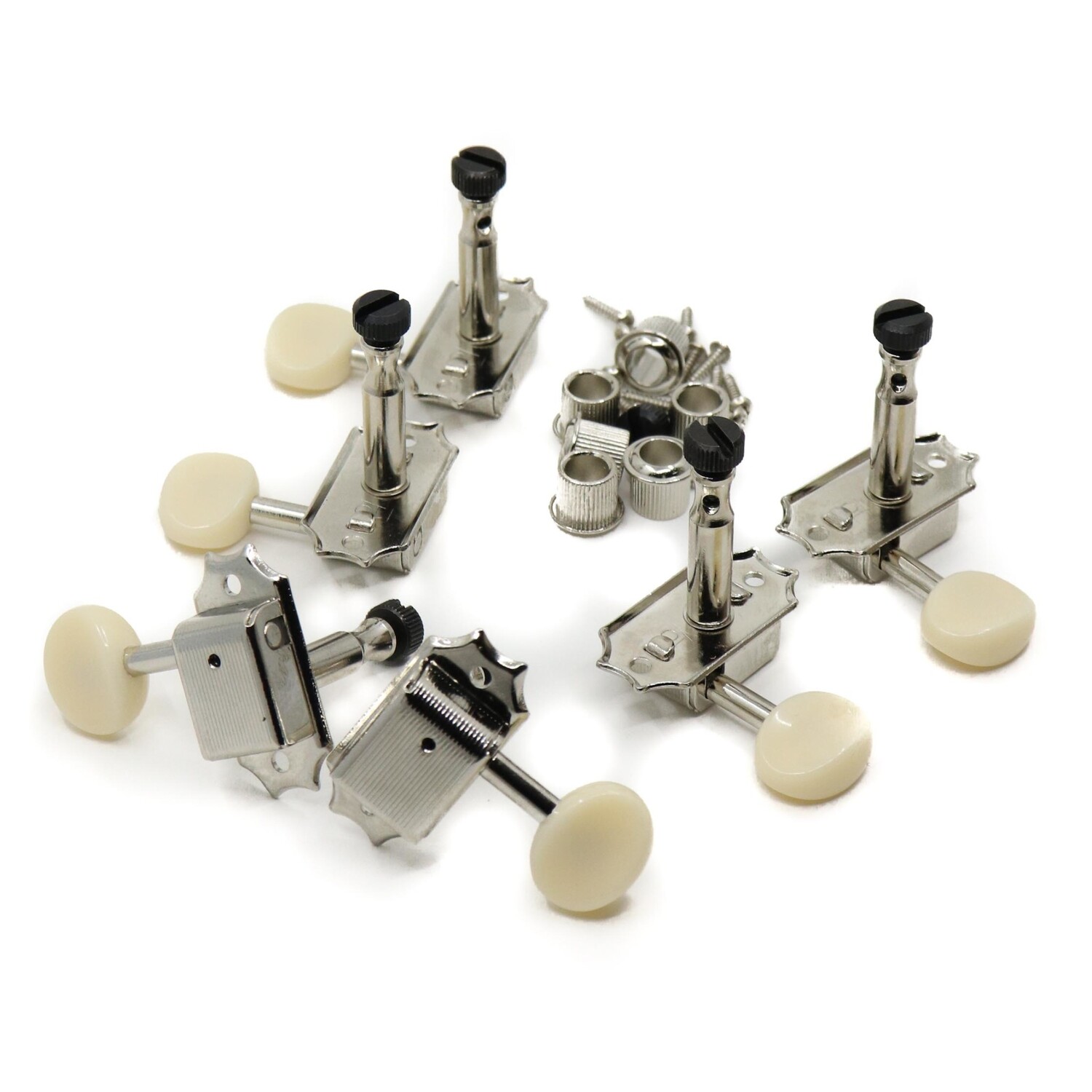 MannMade USA Vintage Style Locking Tuner Set - Nickel, Cream Oval