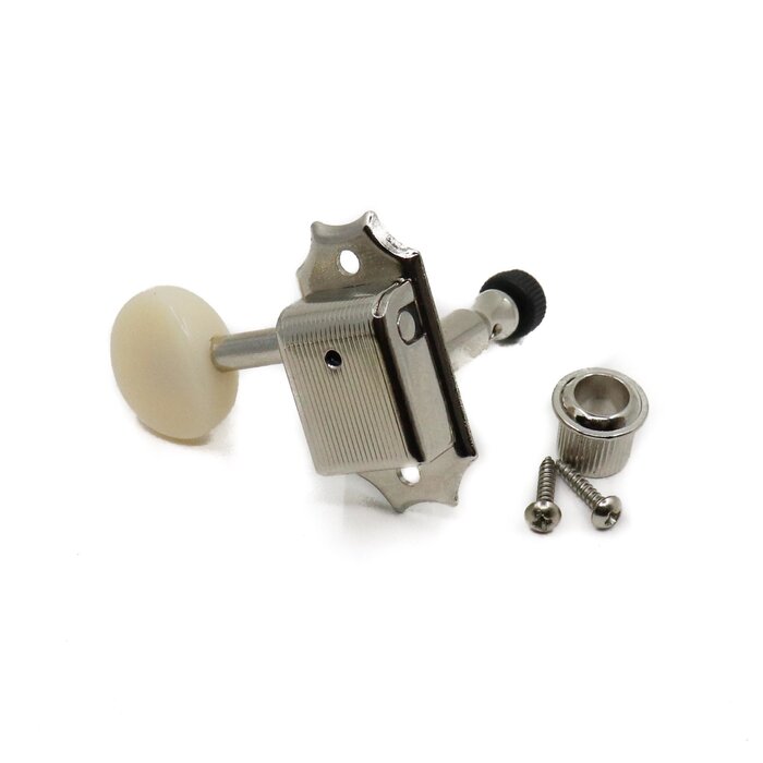 MannMade USA MannMade USA Vintage Style Locking Tuner - Treble side - Nickel, Cream Oval Button