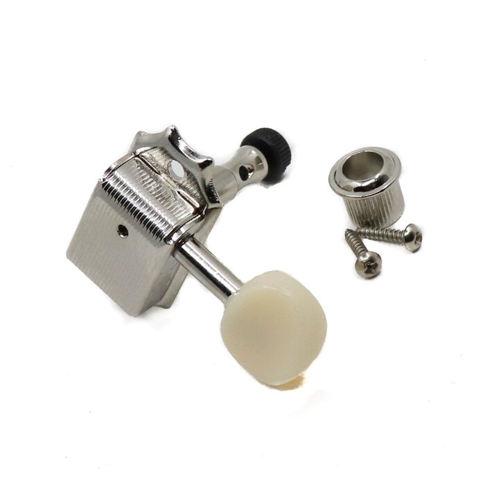 MannMade USA MannMade USA Vintage Style Locking Tuner - Bass side - Nickel,  Cream Oval Button