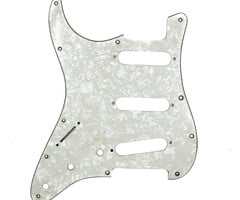 MannMade USA MannMade USA Fender Stratocaster Pickguard - Lefty, 11 Hole, 4 ply - White Pearl/White/Black/White