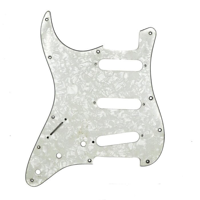 MannMade USA MannMade USA Fender Stratocaster Pickguard - Lefty, 11 Hole, 4 ply - White Pearl/White/Black/White