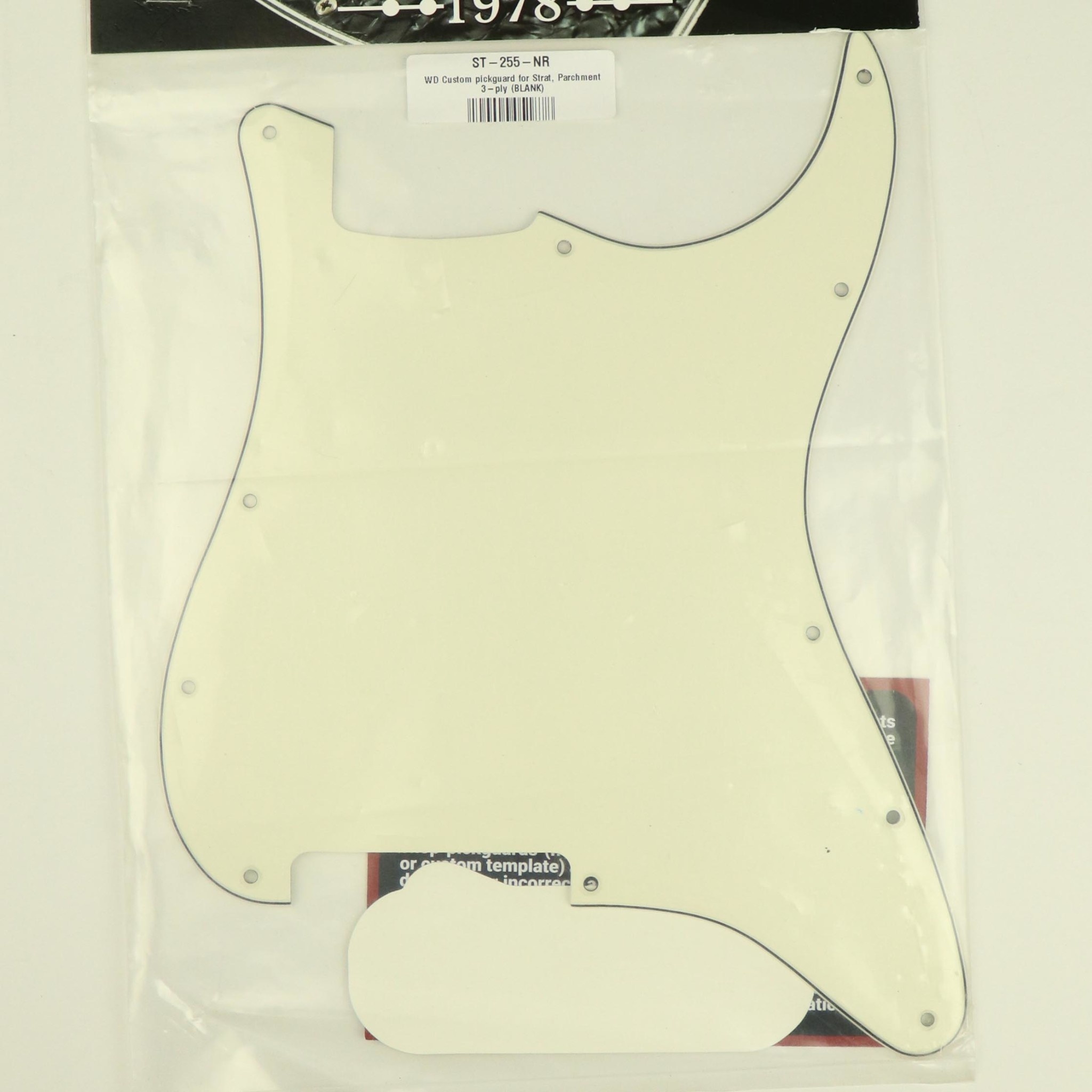 WD Music WD Music Blank pickguard for Strat, Parchment 3-ply