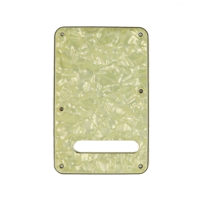 MannMade USA MannMade USA Fender® Stratocaster® Tremolo Backplate - Oval Slot - Aged White Pearl/Black/White
